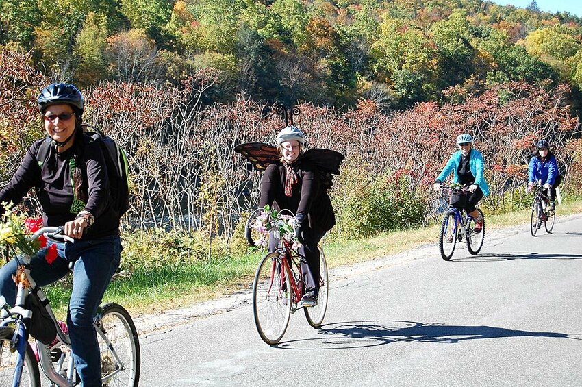 The Barryville Butterfly Bike Ride and Seed Toss in 2016, in which bicyclists pedaled along Route 97 and River Road (pictured).