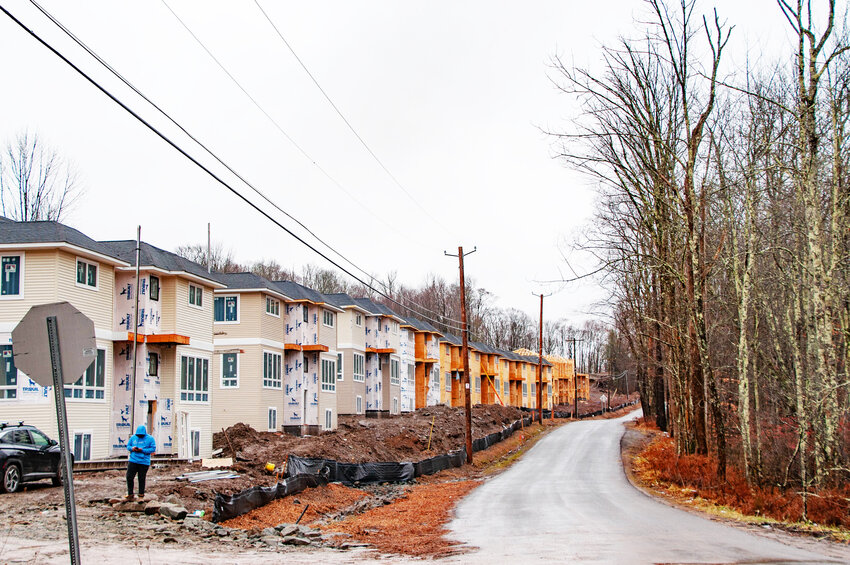 A building boom in Sullivan County over the past five years has not eased the county's stubbornly high rates of evictions and homelessness. Pictured: New construction in Liberty.
