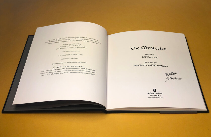 The signed page of &quot;The Mysteries.&quot; Two copies of signed books will be auctioned off to benefit the Wayne County Arts Alliance.