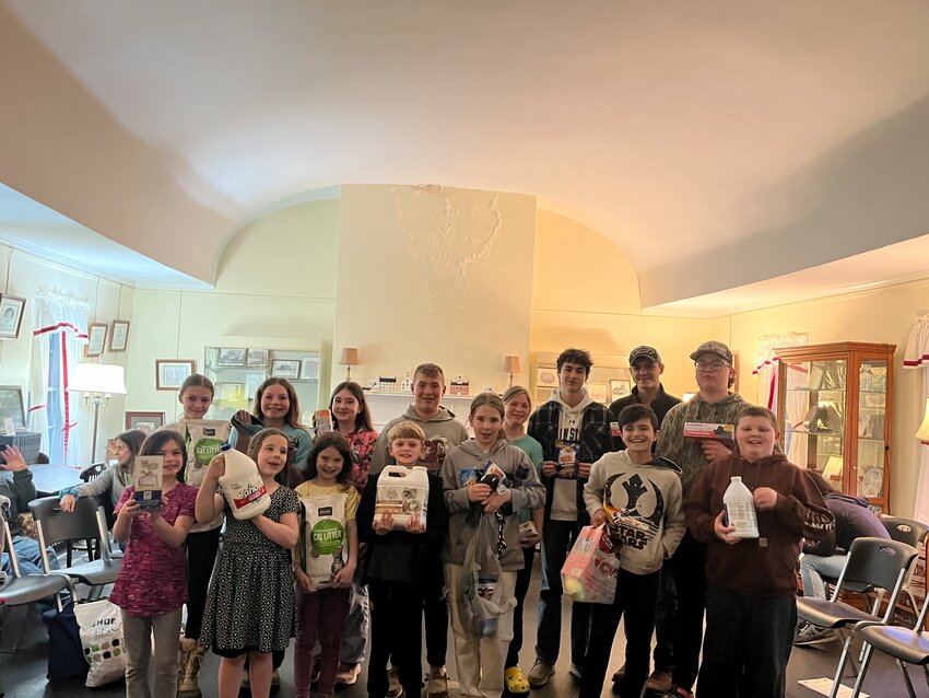 The Bethany 4-H Club donated pet supplies to Honesdale's Dessin Animal Shelter in April.