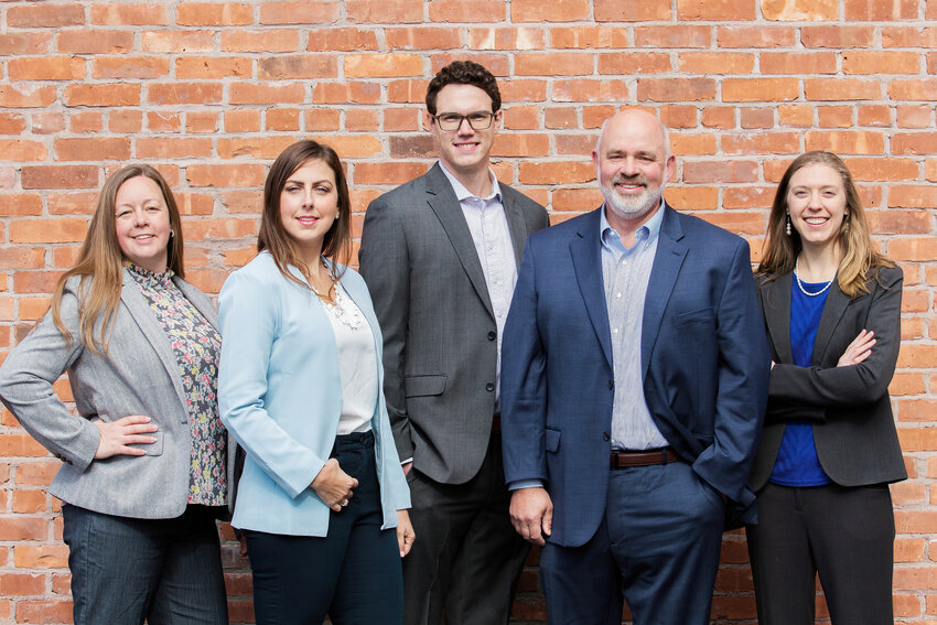 The Sage Investments team, Chandra Dickison, left, Mary Samson, Andrew Sheard, Josh Sheard and Katie McGinnis are excited about their recent move to Honesdale.
