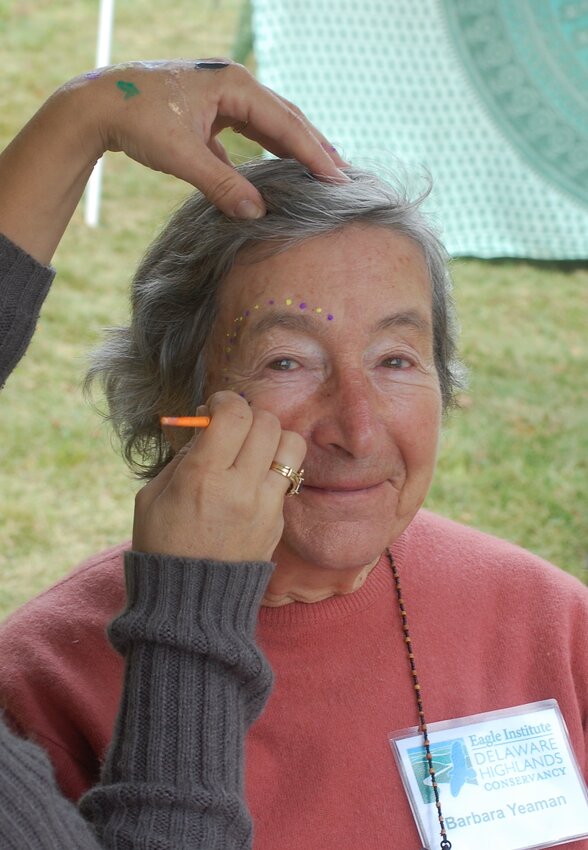Barbara Yeaman launched a land trust at the age of 70 that today has conserved more than 19,000 acres in the Upper Delaware River region. In addition to her impactful work, Barbara was also a trained clown and puppeteer, here depicted having her face painted at a Delaware Highlands Conservancy Volunteer Picnic. The inspiring and much beloved founder of the conservancy celebrated her 100th birthday in December 2024. Yeaman passed away on April 6, 2025. In honor of her dedication to protecting the lands and waters of the Upper Delaware River region, the conservancy has established the Barbara Yeaman Fund for Land Conservation. Visit www.delawarehighlands.org/conservancy-founder-celebrates-100th-birthday to learn more.