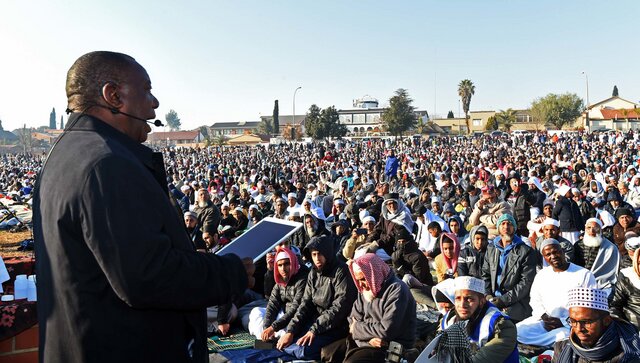 Deputy president Cyril Ramaphosa addressing the Lenasia Eidgah in 2017