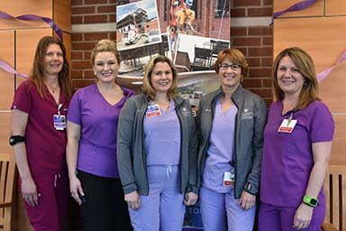 Wayne Memorial Wound Care Team: Tara Korb, LPN, left;Catherine Bunnell, RN; Carly Curtis, RN; Manager Amy Krempasky, RN; Liz Kaltreider, RN.