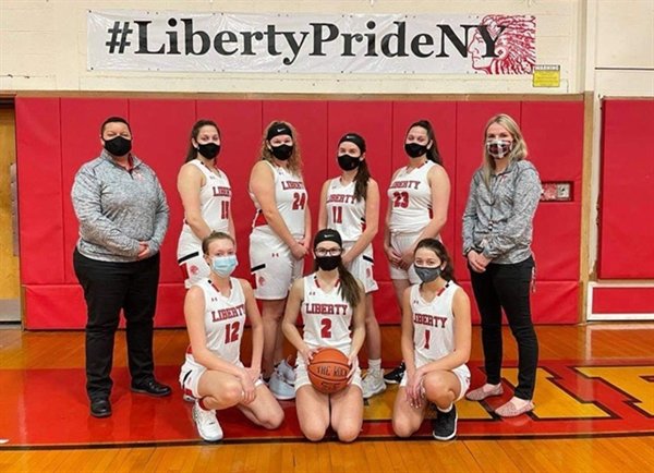The 2021 Lady Indians! Front row, from left, Alyssa Kavleski, Ally Roth and Alli Dworetsky. Back row, from left, Coach Liz Fuentes, Yanire Wilson, Angelina Rodriguez, Grace Wormuth, Yanira Wilson and Assistant Coach Lindsey Murphy.