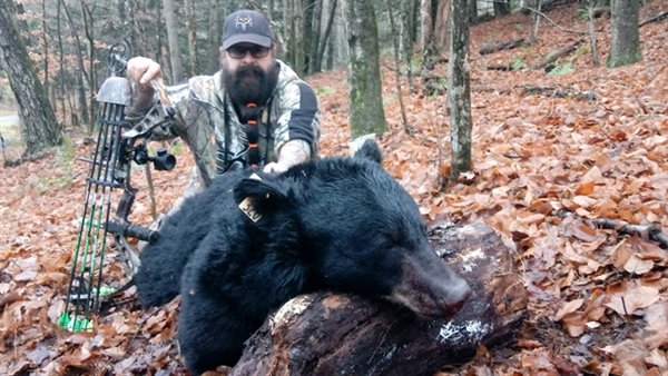 Steve Cappello with his bear take this past November. The bear, with only three legs, was nicknamed &ldquo;Stumpy.&rdquo;