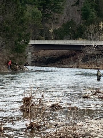 Despite chilly temperatures and morning snow, good numbers of trout fishers were out and about on Opening Day of the trout fishing season.