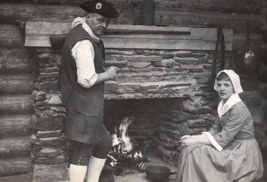 Former Sullivan County Historian James W. Burbank founded Fort Delaware in 1957. He is pictured here at the Fort with his daughter Peggy. The Fort has entered a new era, as going forward, the non-profit history education group, The Delaware Company will be operating it in partnership with Sullivan County.