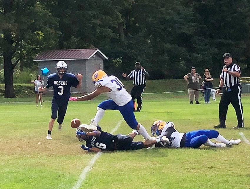 Ruiz finds the endzone for the second Roscoe score of the day. Ruiz battled through Ellenville defenders, losing the ball only after he broke the plane.