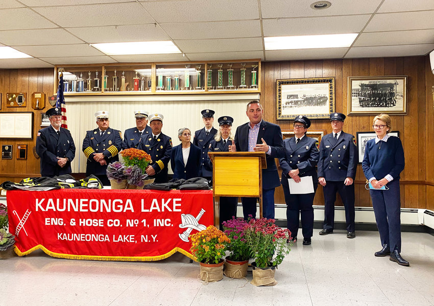 Members of the Kauneonga Lake Fire Department were joined by State Senator Mike Martucci and Assemblywoman Aileen Gunther to announce more than $44,000 in FEMA funding to upgrade equipment.