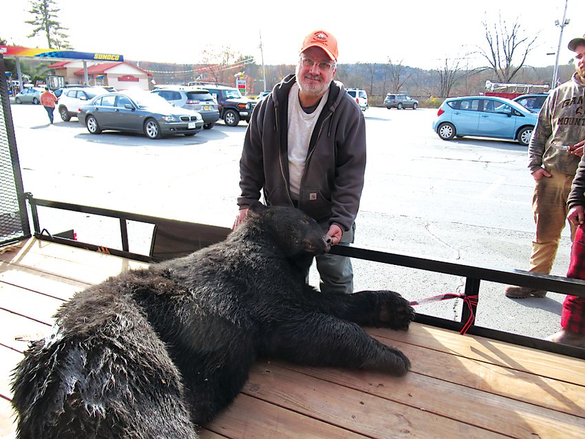 Vinnie Brienzo harvested a 600 pound bear while hunting in Narrowsburg.