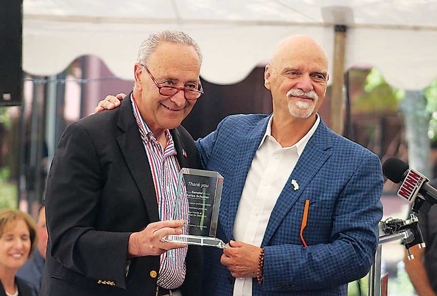 In July, U.S. Senator Chuck Schumer, left, joined The Center for Discovery&rsquo;s CEO Patrick H. Dollard and other officials in Rock Hill at a groundbreaking for their Children&rsquo;s Specialty Hospital, which is still under construction.