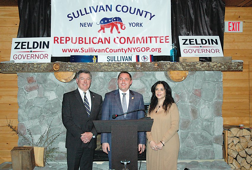 Candidates were interviewed for endorsements by the Sullivan County Conservative Party  prior to the Sullivan County Republican Committee meeting. From left are Congressional candidateJack Schrepel, incumbent NYS Senator Mike Martucci, and Assembly candidate Lisa LaBue.