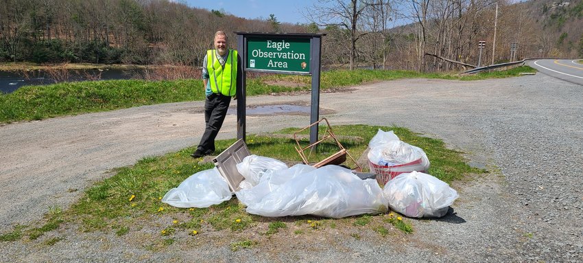 Perry Shore of Lumberland, a volunteer in last year&rsquo;s Barryville Chamber of Commerce Litter Sweep Team, collected many bags of litter and debris picked up around the Eagle Observatory on Route 97. This year&rsquo;s Litter Sweep will be held on Satuday, April 23rd from 10-1:00pm. For more information go the The Barryville Chamber of Commerce website or the Living in Barryville Facebook Group.