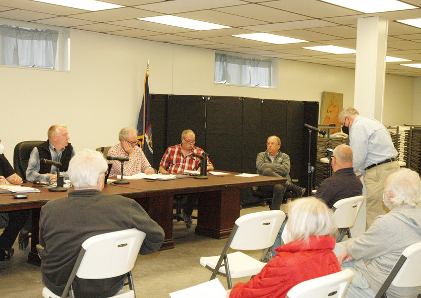 Among other residents, Narrowsburg Union Owner Brendan Weiden (standing) presented his comments and feedback before the Tusten Town Board on local law #1 during a public hearing on Tuesday, April 12.