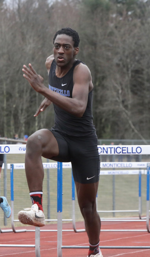 Monticello&rsquo;s Tahir Denton, one of the premiere hurdlers in the county.
