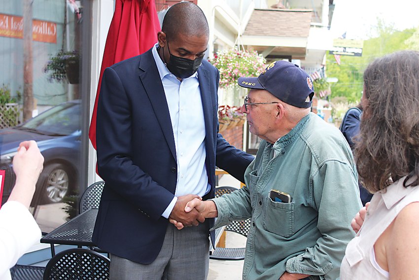 Representative Delgado, seen here with Delaware Councilman Al Steppich, toured Callicoon last June.