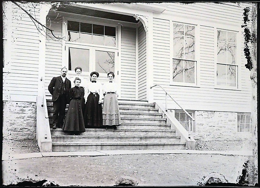 Union School among &lsquo;cool&rsquo; photos:    This image was printed from a 4-inch by 5-inch glass plate negative found in a shed in Callicoon in 1981. Along with about 100 other plates, it had been stored in a suitcase that had deteriorated and that fell apart when moved. Despite the rough storage conditions, and although a few plates broke in the moving process, most of the images survived. One of the people who discovered them, Lisbeth Neergaard Kohloff, is a photographer, photo-historian, lecturer and tour organizer in Colorado. Kohloff donated prints made from the plates to the Sullivan County Historical Society, hoping to identify some of the images. This is an early 1900s image of the Callicoon Union School, located on School Street, with what appears to be teachers and perhaps the principal of the school.