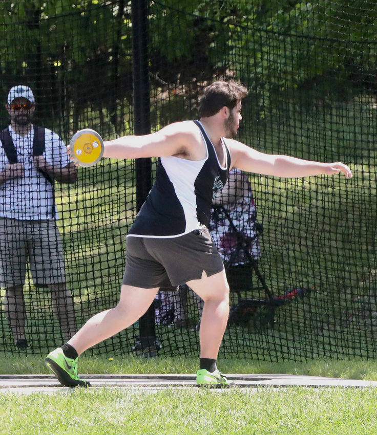 Chris Campanelli shows his winning form in the discus as he captures first place at the OCIAA Championships against the best throwers in Section Nine.
