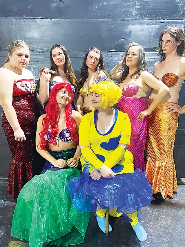 Contributed photo  Disney&rsquo;s The Little Mermaid features a talented cast, including mersisters (left to right) Julia Wysakinska, Megan Langland, Allie Porter, Melisa McTague and Mel Fleckenstein. Seated are Ariel (Mekayla Rayne) &amp; Flounder (Amber Schmidt).