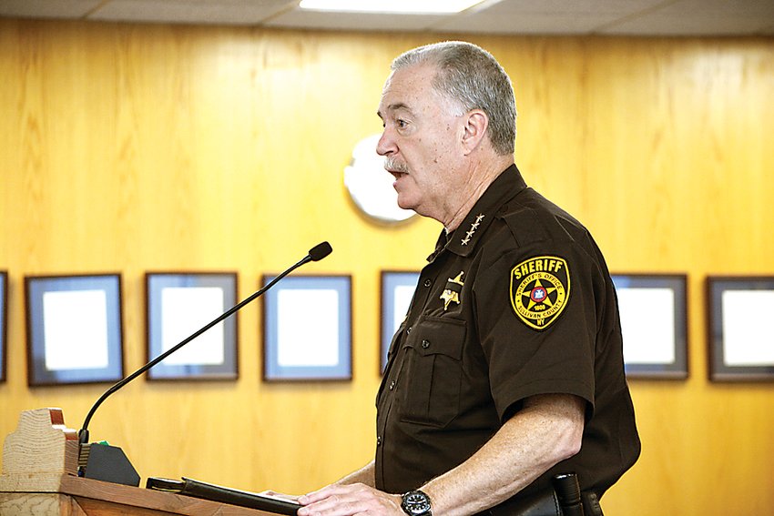 Sullivan County Sheriff Mike Schiff addresses legislators at last week&rsquo;s Public Safety and Law Enforcement Committee meeting.