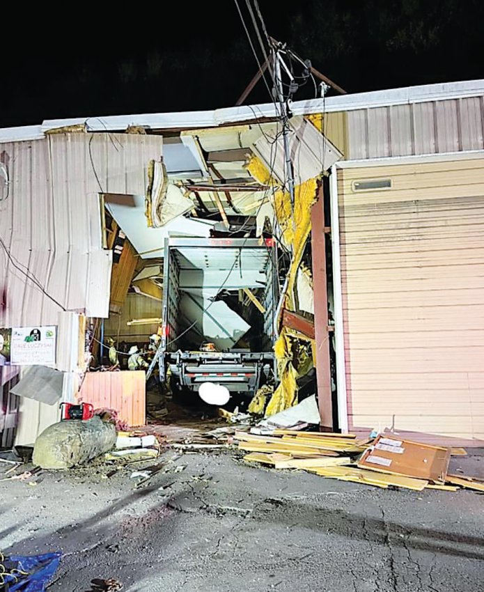 This truck crashed into Zanetti&rsquo;s Service Center on State Route 55 in Grahamsville on August 24.