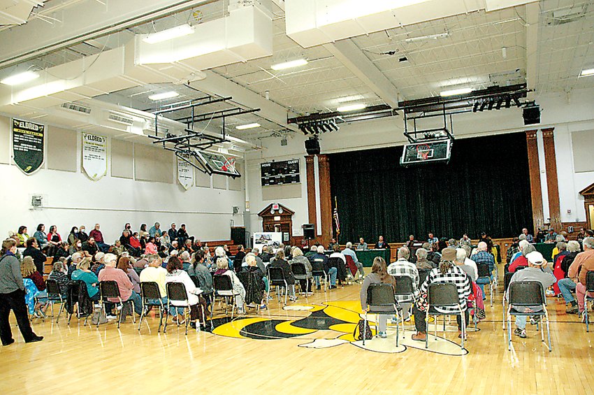 The Highland Planning Board meeting regarding Camp FIMFO filled half the gymnasium at the Eldred Junior Senior High School on September 28