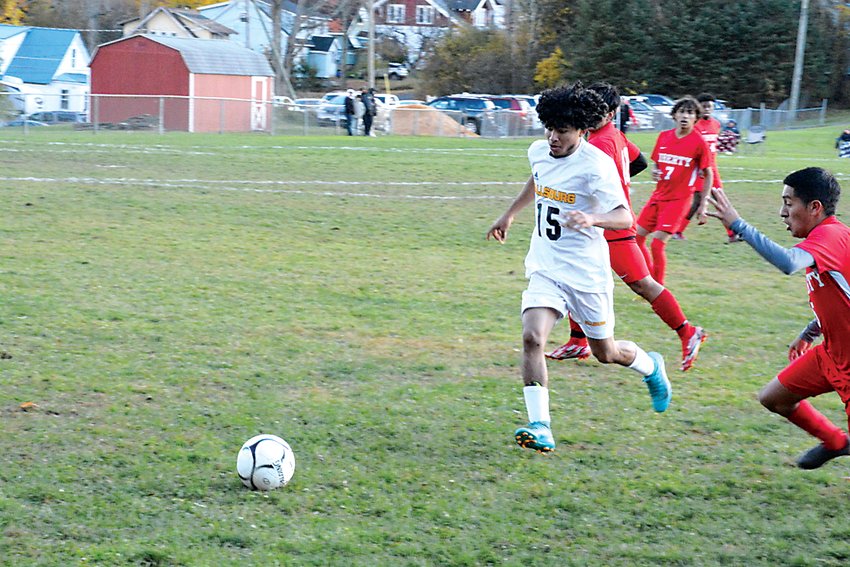 Fallsburg&rsquo;s Jose Aleman runs ahead to gain possession for the Comets. He scored the first of the team&rsquo;s four goals.