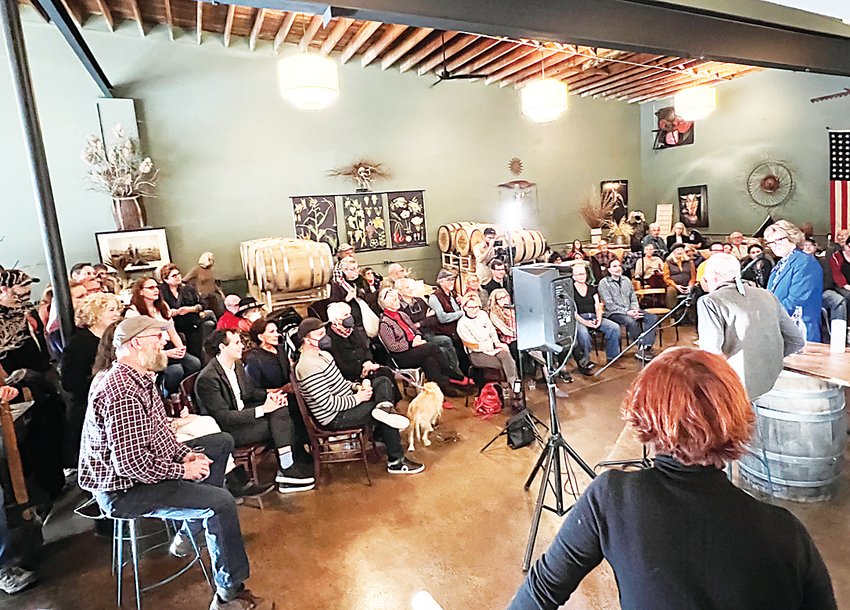 Attendees packed the house at Catskill Provisions Distillery on Callicoon on October 16 for a fundraiser for the Laura Flanders Show on PBS.