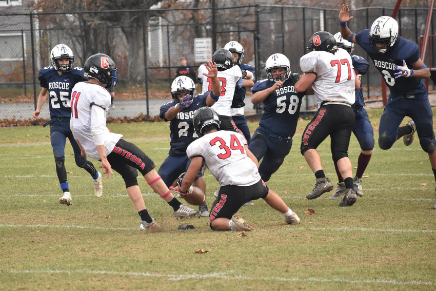 The Blue Devils&rsquo; special teams unit blocks an extra point attempt by Onteora.