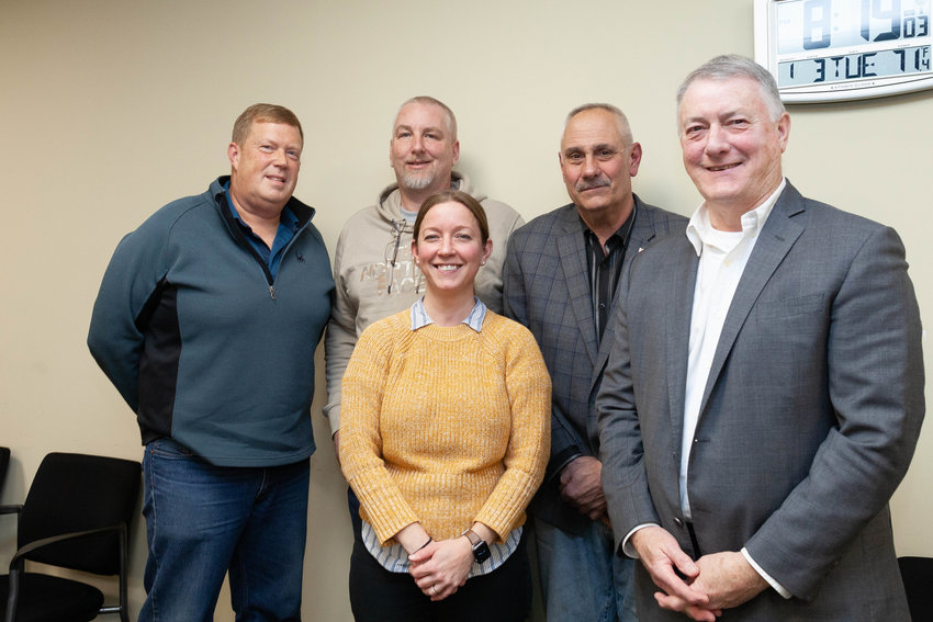From the left is Thompson Councilperson Scott Mace, Thompson Councilperson Ryan Schock, Thompson Councilperson Melinda Meddaugh, Thompson Councilperson John Pavese, and Thompson Supervisor Bill Rieber Jr.