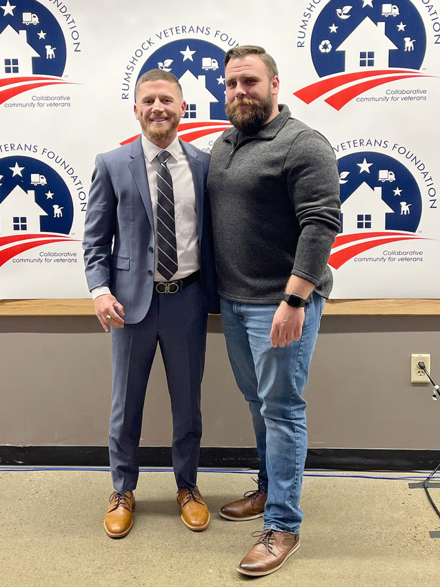 ATI Veteran Advocate Ryan Fuller (right) will lead the Suicide Prevention Training program. Fuller is shown here with Medal of Honor Recipient Kyle Carpenter at the Rumshock Veterans Foundation Dinner in Newburgh on December 8, 2021.