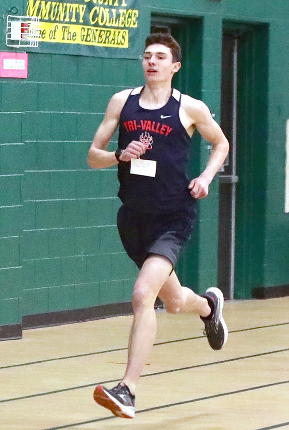 Tri-Valley senior Adam Furman won the 1000 and the 1600. He recently shattered a school record in the 1000 and qualified for nationals for that event but does not plan to run it there. He aspires to win the 3200 at Sectionals, the state qualifier and head to states. There he hopes to qualify for nationals in that event. At West Point, which he will be attending upon graduation, he will be running 5000-meter races.