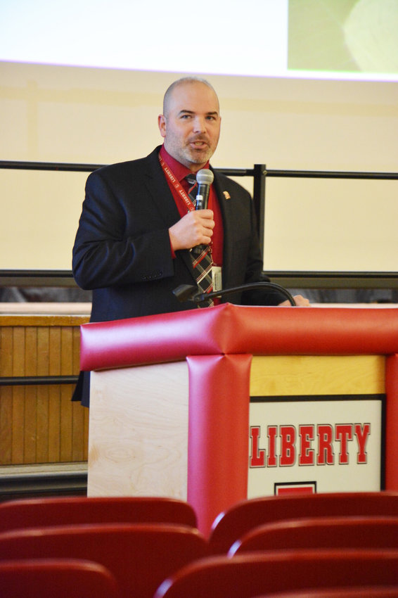 Liberty CSD Superintendent Dr. Patrick Sullivan answers questions from forum attendees.