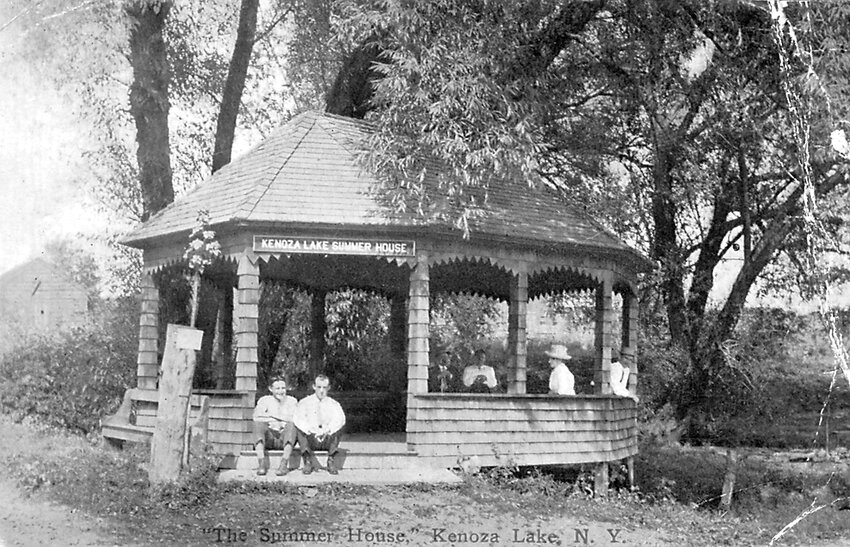 &lsquo;The Summer House&rsquo;:      This Artino postcard at Kenoza Lake conjures up memories of the sunny heat of summer, and the welcome escape to a shady gazebo like this. We can just imagine tunes from a local brass band  drifting from the shelter, as night falls and cool breezes waft from the lake &mdash; time for an evening stroll! This year, the summer solstice arrives on Wednesday, June 21. Welcome, Summer!