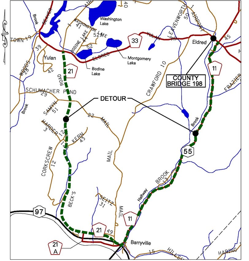 A map of the detour route.