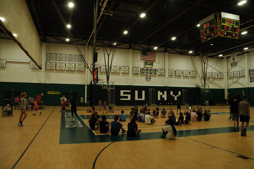Over 70 campers await instruction from coaches and camp counselors during the third day of SUNY Sullivan&rsquo;s Boys &amp; Girls Basketball Camp on Wednesday.