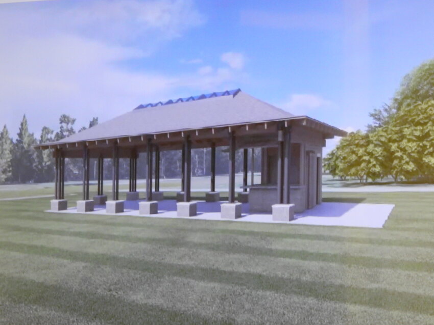 This rendition of the pavilion design was shown to the public, which was met with disdain from a number in attendance who demanded a shrinkage in size, among other changes.