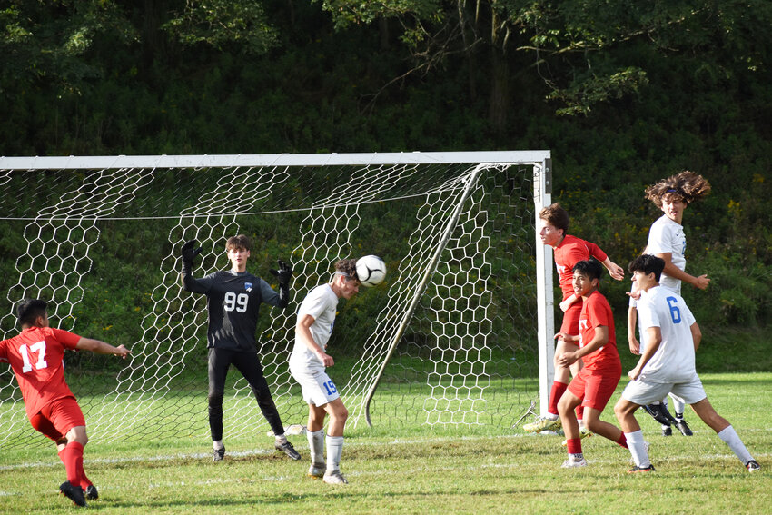 Chase McFarland netted two goals in the non-league win over Liberty. He also had some clutch corner kick defenses in the second half to keep the 3-1 lead and help get Coach Andres Tamayo his first win.
