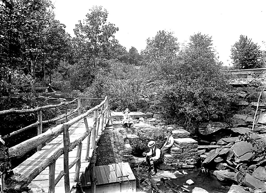 Springs at White Sulphur:      Glass plate negatives in a collection at the Sullivan County Historical Society&rsquo;s archives in Hurleyville have contained mostly unlabeled images. A closer look at one plate reveals lettering apparently etched into the rocks: &ldquo;White Sulphur Springs of New York.&rdquo; The rest of the letters are tough to decipher. In 1916, the mineral springs in the hamlet of White Sulphur Springs was reviewed by Dr. Felix van Oefele of New York City who suggested that the owner at the time, Mrs. Ada Maffett, might develop it as a health resort.