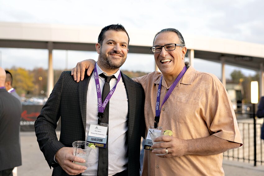 Last month Nick Vallone, left, with his father Phil, right, attended the annual Partnership Dinner at Resorts World, Catskills.
