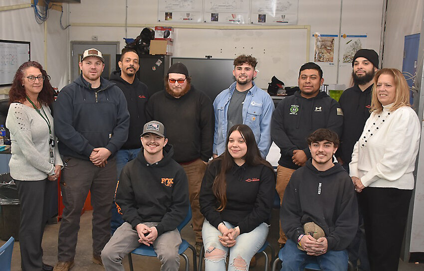 Celebrating the welding students&rsquo; graduation on December 21 were, standing from the left, Center for Workforce Development Employment &amp; Training Supervisor Renee Vandermark, BOCES Instructor Nick Conklin, grad Peter Smith, grad Steven Koskey, grad Daniel Johnston, grad Kevin Alvarado, grad George Santiago, and CWD Director Loreen Gebelein; and sitting from the left, grads Ethan Williams, Ashley Male and Dominick Furlipa. Missing from the photo is grad Isaiah McNeil.