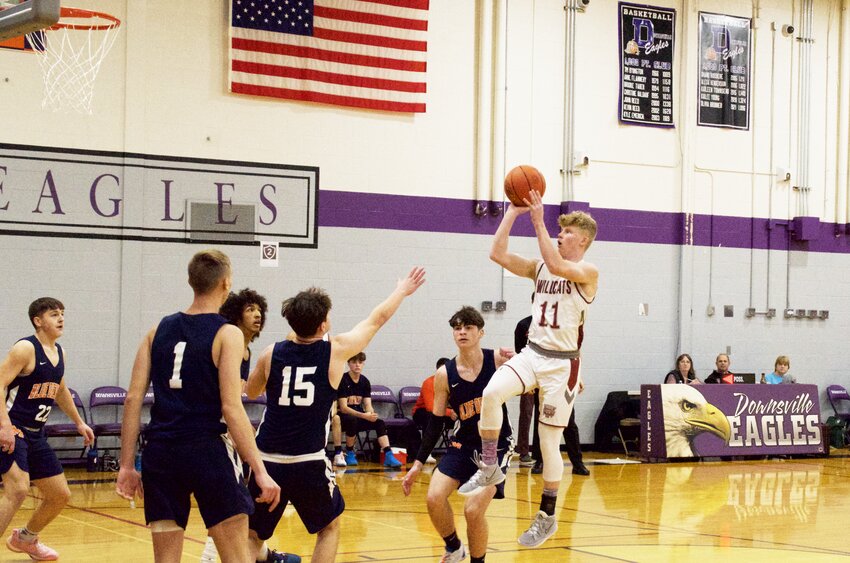 Aiden Johnston led Livingston Manor to a 53-49 victory on Monday night with a 24-point effort. Johnston netted six 3s in the come-from-behind victory over Seward.