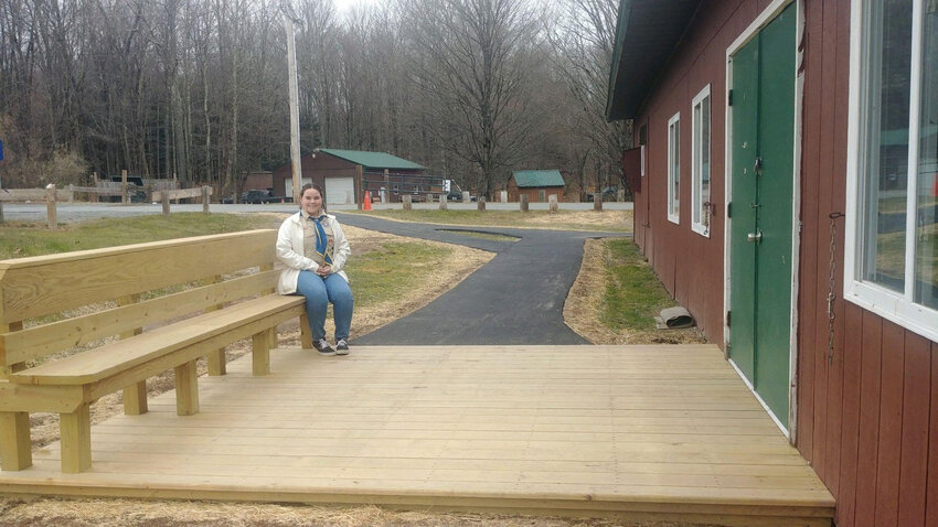 Right: Troop 1095 Patrol Leader Elaina Ramirez after completing her Eagle service project at Hanofee Park.
