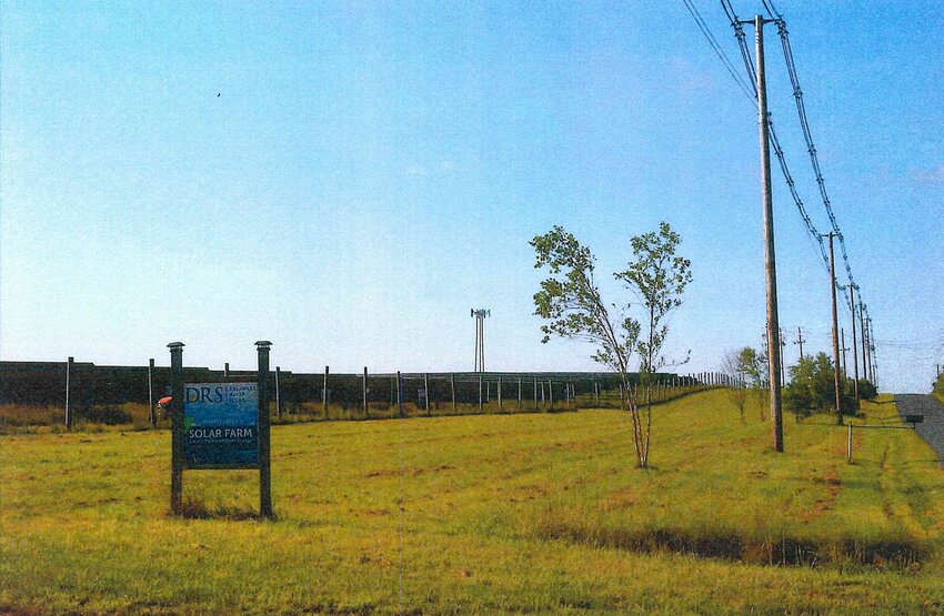 A conceptual rendering of the proposed Verizon tower at the entrance to DRS Solar Farm at South Maplewood Road.