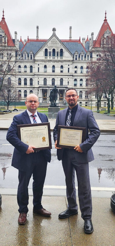 Liberty Police Chief Steven D&rsquo;Agata, left, and Sergeant Robert Morse recently attended an accreditation council meeting in Albany.