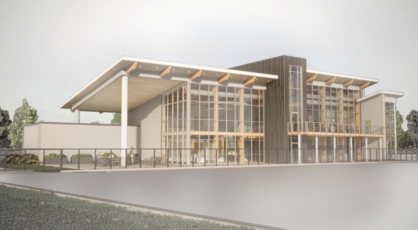 An official rendering of what the airport terminal exterior could possibly look like after the renovations are complete.