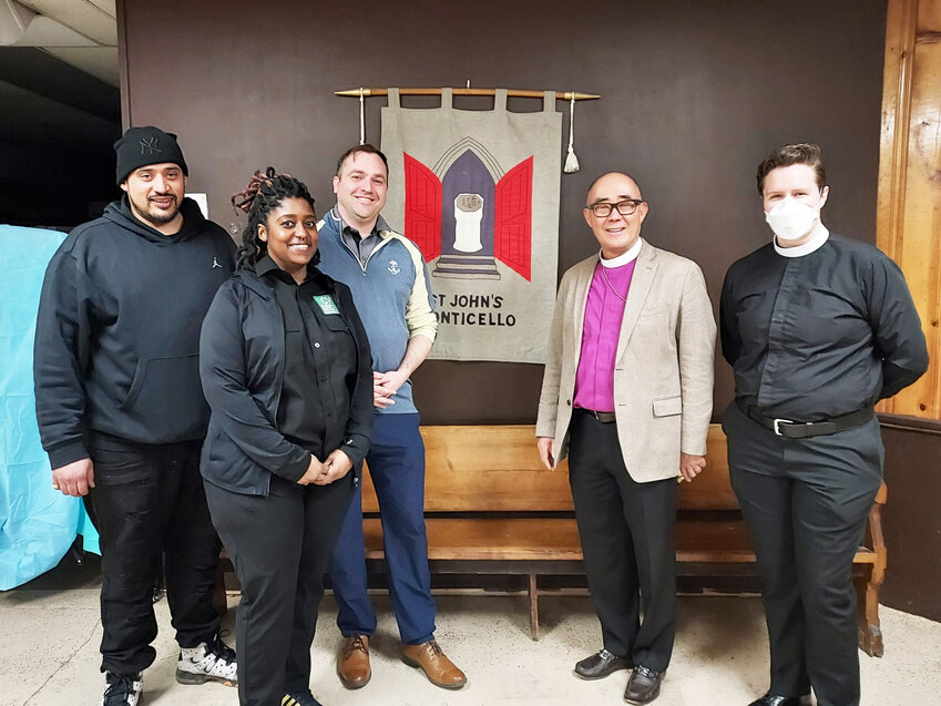 Pictured from left to right are Kevin Lopez - Federation for the Homeless, Shakeera Joseph - City Wide Security, John Liddle &ndash; Sullivan County Commissioner Health and Human Services, Rt. Rev Bishop Allen K. Shin and St. John&rsquo;s Rev. Dr. Meg Stapleton.