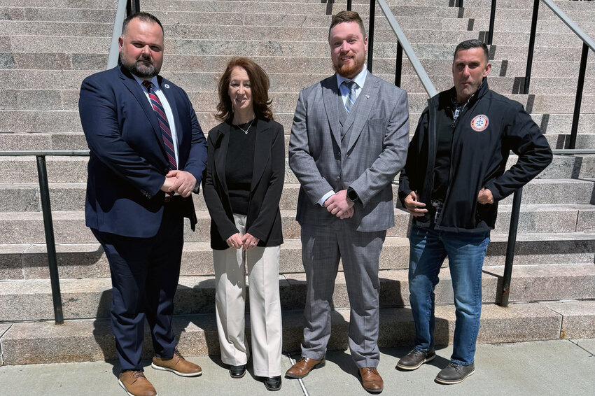 Timothy Dymond, President, New York State Police Investigators Association; Paula Elaine Kay (D-Rock Hill) Assembly 100 Candidate; Brian Conaty, Sullivan County District Attorney; Travis Hartman, Lead Investigator, Sullivan County District Attorney’s Office.