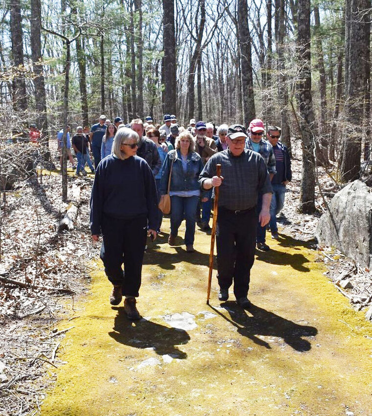 Hikers at the 2022 Highland History Hike at the Minisink Battleground Park.